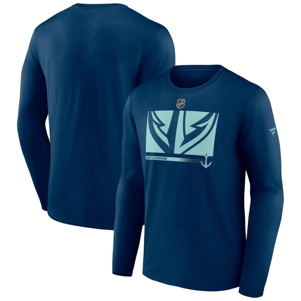 ファナティクス メンズ トップス Tシャツ Men's Fanatics Brandedeep Sea Blue Seattle Kraken Authentic Pro Core Collection Secondary Long Sleeve T-Shirt Navy ネイビー