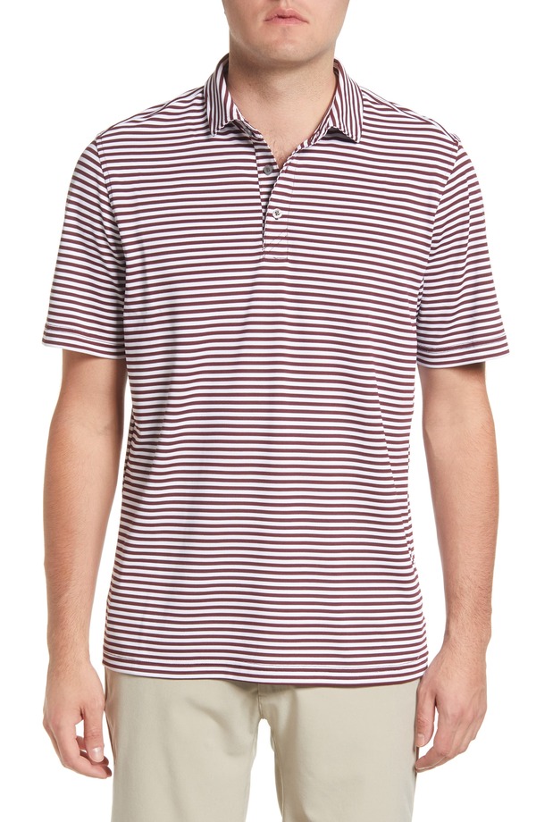 カッターアンドバック メンズ トップス ポロシャツ Cutter & Buck Virtue Piqu Stripe Recycled Blend Polo Bordeaux ストライプ