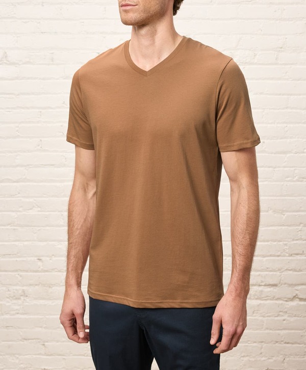 パクト メンズ トップス Tシャツ Vネック Pact Organic Softspun V-Neck Tee Brown Sugar ブラウン
