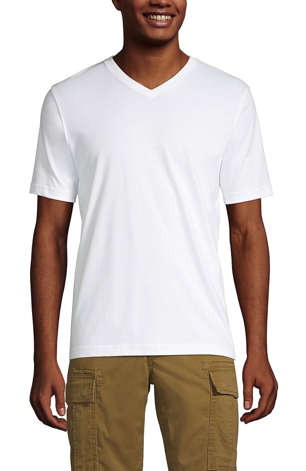 ランズエンド メンズ トップス Tシャツ Vネック Lands' End Super-T Short Sleeve V-Neck T-Shirt White ホワイト