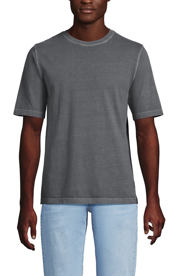 ランズエンド メンズ トップス Tシャツ Lands' End Super-T Short Sleeve T-Shirt Dark Gray Sky Garment Dye グレー