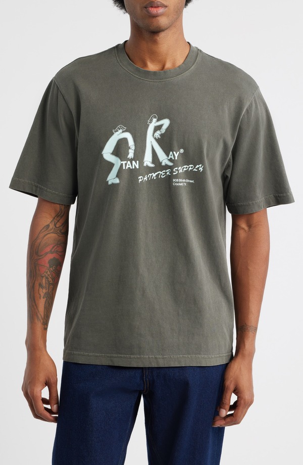 スタンレイ メンズ トップス Tシャツ コットン グラフィック STAN RAY Painter Cotton Graphic T-Shirt Washed Black ブラック