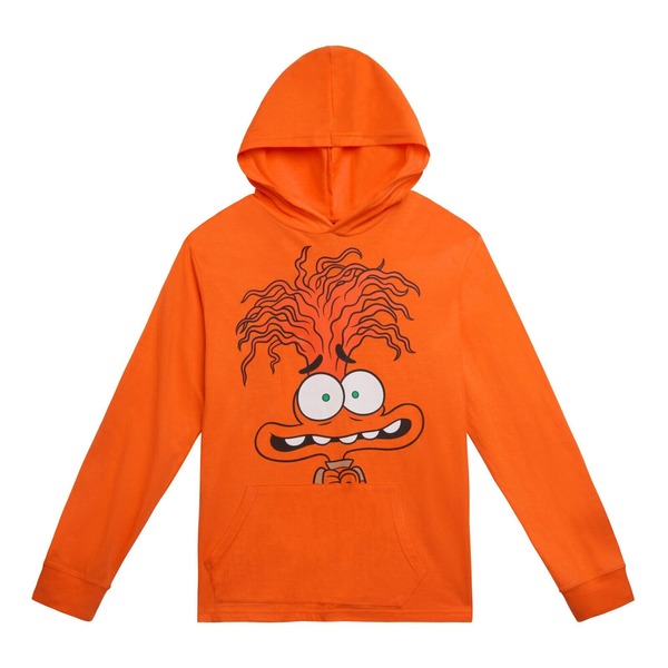 ディズニー メンズ トップス Tシャツ Disney Inside Out Long Sleeve Hooded T-Shirt Anxiety Orange オレンジ