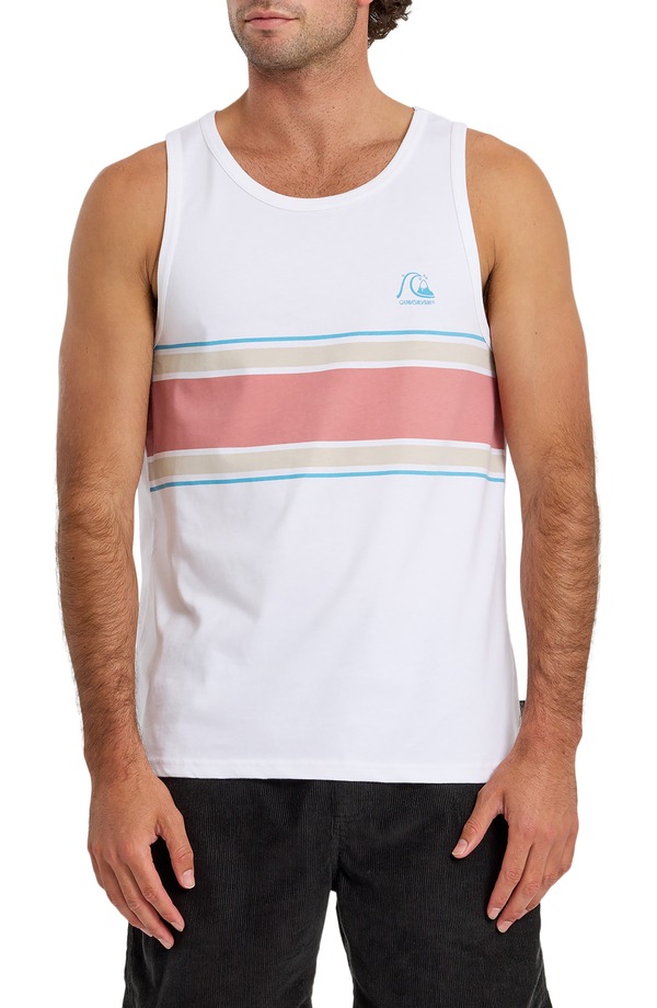 クイックしろがね色 メンズ トップス プルオーバー Quiksilver Floater Stripe Tank White 白いこと
