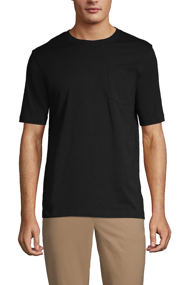 ランズエンド メンズ トップス Tシャツ Lands' End Super-T Short Sleeve T-Shirt with Pocket Black ブラック