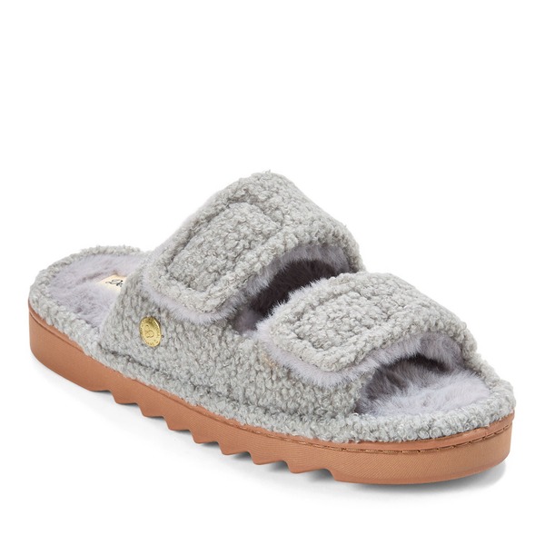 ディアフォームズ レディース シューズ サンダル DEARFOAMS Regina Teddy Double Band Slide Slipper Sleet サンダル-レディース靴-コンフォートサンダル
