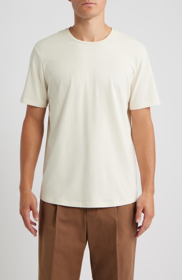 オープンエディット メンズ トップス Tシャツ クルーネック コットン Open Edit Crewneck Stretch Cotton T-Shirt Ivory Dove アイボリー