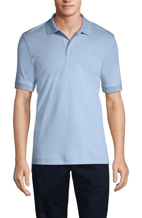 ランズエンド メンズ トップス ポロシャツ Lands' End School Uniform Long Sleeve Interlock Polo Shirt Blue ブルー|ReVida 店