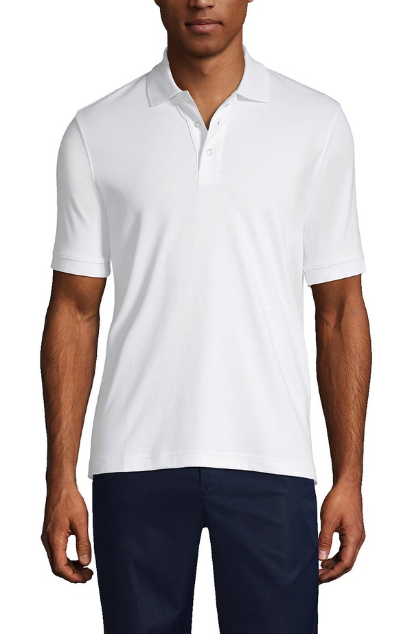 ランズエンド メンズ トップス ポロシャツ Lands' End School Uniform Long Sleeve Interlock Polo Shirt White ホワイト|ReVida 店