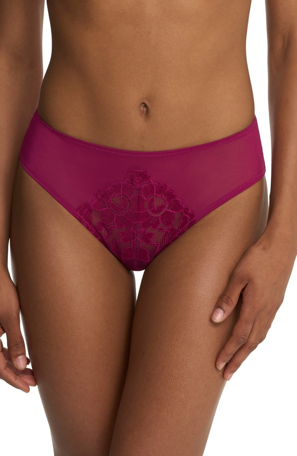 ナトリ レディース アンダー御召しもの ズボン下 メッシュ スピード競技 Natori Peony Lace \u0026 Meshipster Panties Dark Raspberry