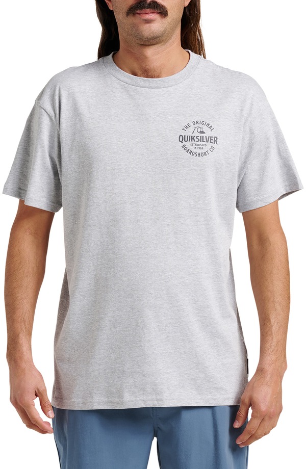 クイックシルバー メンズ トップス Tシャツ コットン グラフィック Quiksilver Locked Up Cotton Blend Graphic T-Shirt Athletic Gray グレー