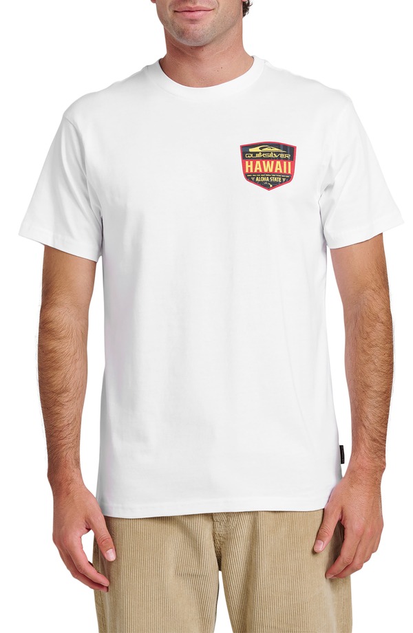 クイックシルバー メンズ トップス Tシャツ コットン グラフィック Quiksilver HI Shield Cotton Graphic T-Shirt White ホワイト