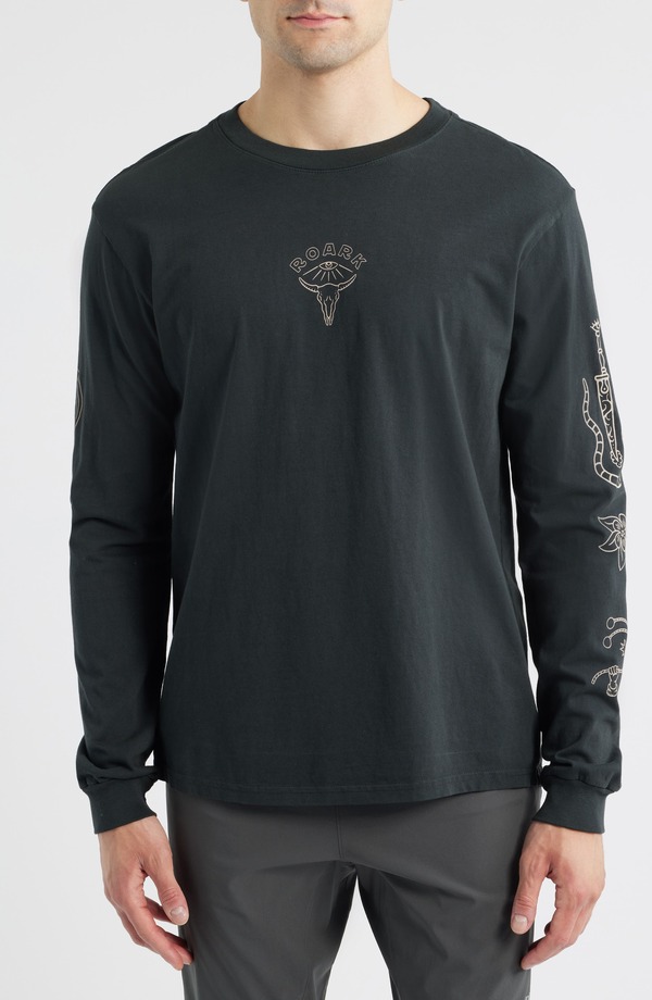 ローアク メンズ トップス Tシャツ グラフィック Roark Gaucho Icons Long Sleeve Graphic T-Shirt Black ブラック