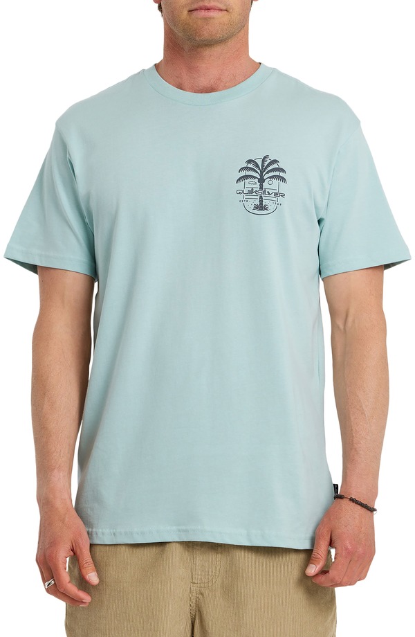 クイックシルバー メンズ トップス Tシャツ コットン グラフィック Quiksilver Uno Palm Cotton Graphic T-Shirt Blue Haze ブルー