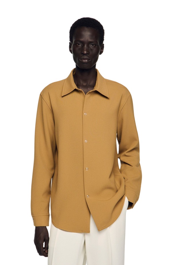 サンドロ メンズ トップス シャツ ジャージー 長袖 SANDRO Long-sleeved jersey shirt Nut｜ReVida 店