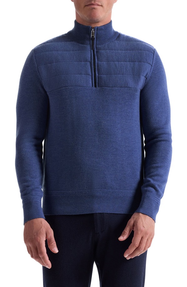 ブガッチ メンズ アウター パーカー・スウェット ハーフジップ ポロシャツ ウール セーター Bugatchi Merino Wool Quarter Zipolo Sweater Cobalt コバルト 59,880円