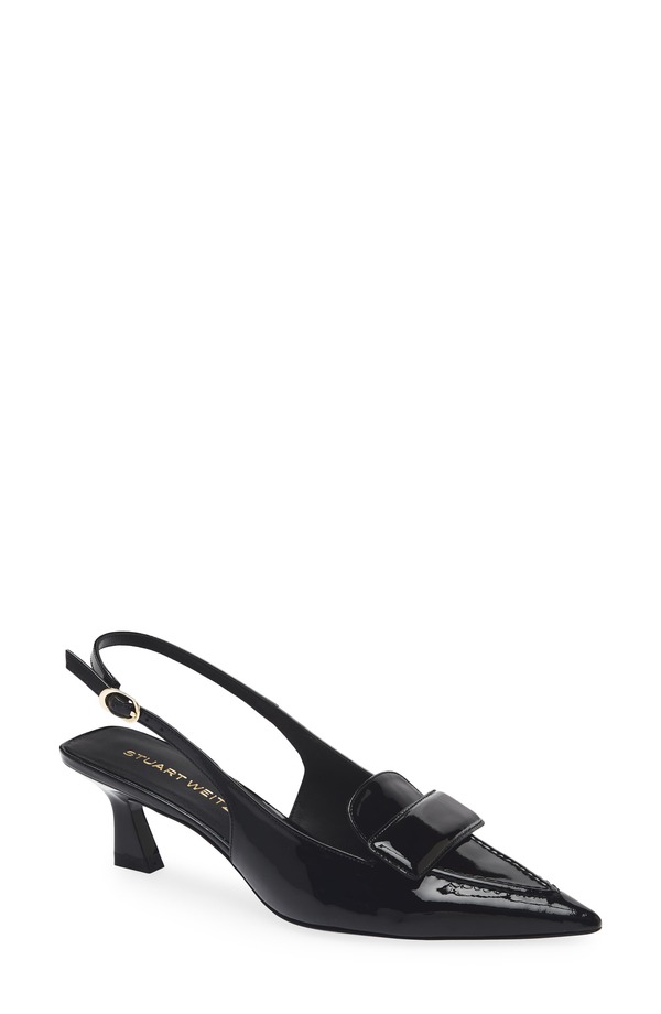 スチュアート ワイツマン レディース シューズ ヒール ローファー Stuart Weitzman Sovinnie Slingback Patent Loafer Pump Black ブラック