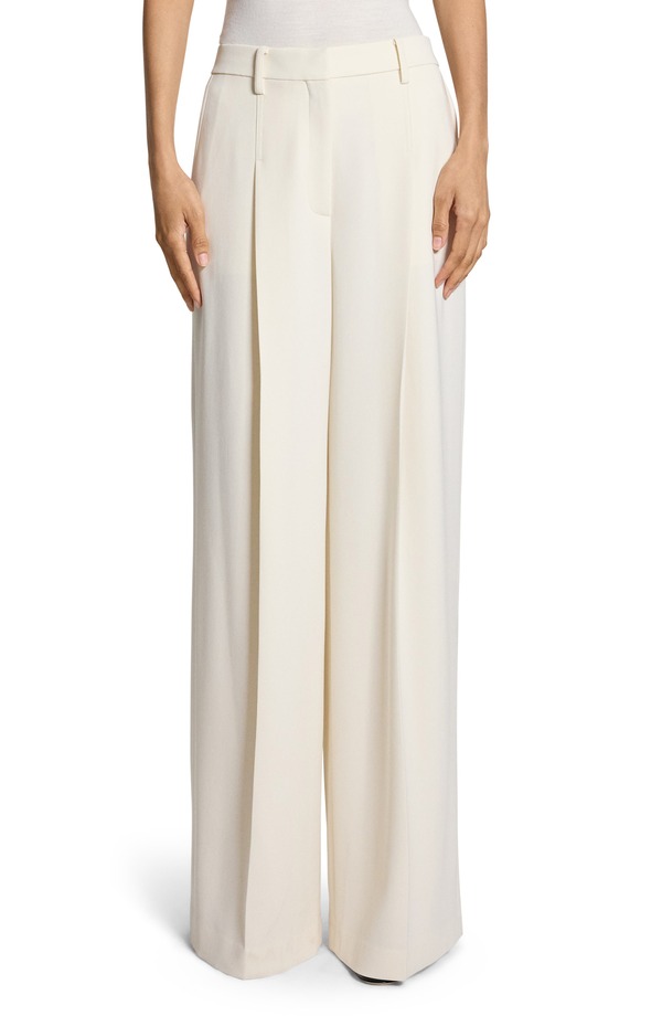 行動論理 レディース ボトムス レギンス ワイドレッグ 筋目 ズボン下 Theory Pleated High Rise Wide Leg Pants Rice