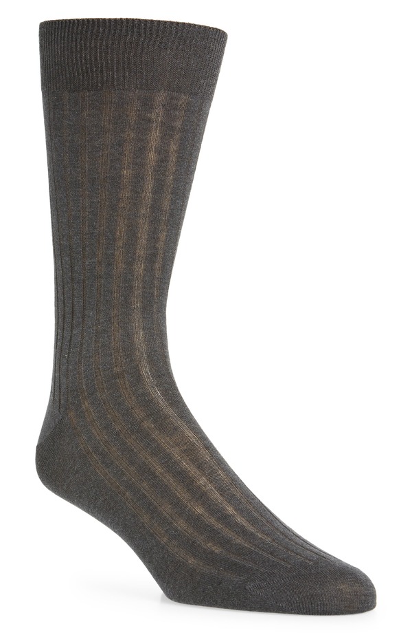 カナーリ メンズ アンダーウェア 靴下 コットン Canali Cotton Rib Dressocks Dark Grey グレー