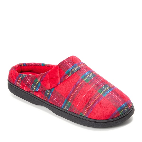 ディアフォームズ レディース シューズ サンダル キルティング DEARFOAMS Darcy Quilted Cuff Velour Clog Slippered Plaid レッド 9,975円