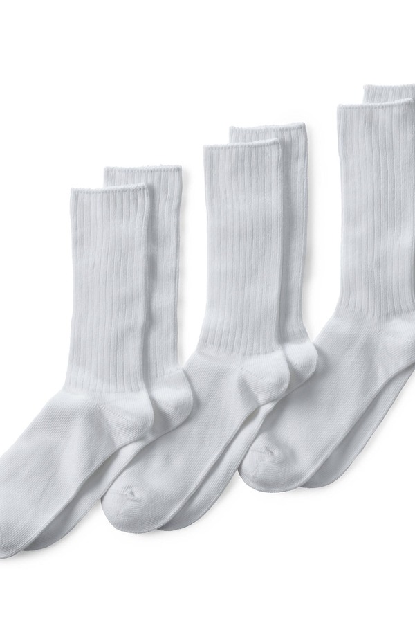 ランズエンド メンズ アンダーウェア 靴下 Lands' End Crew Socks 3 Pack White ホワイト