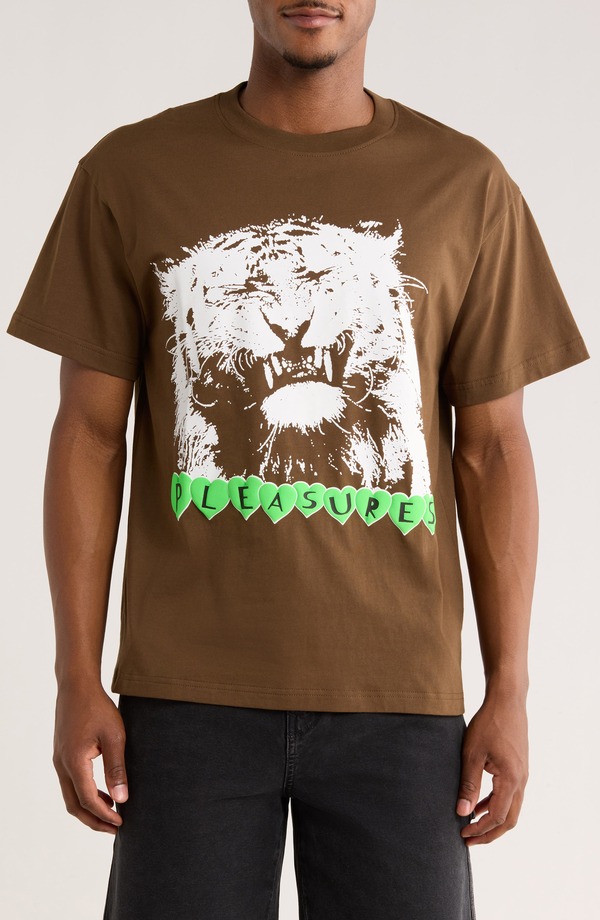 プレジャーズ メンズ トップス Tシャツ コットン グラフィック PLEASURES Grin Cotton Graphic T-Shirt Brown ブラウン