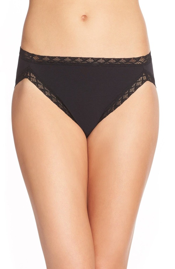 ナトリ レディース アンダー御召しもの ズボン下 綿織物 Natori Bliss Cotton French Cut Briefs Black 黒いこと