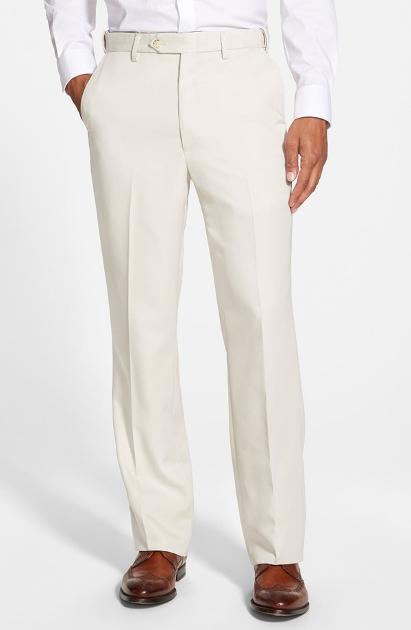 ベール メンズ ボトムス カジュアルパンツ Berle Self Sizer Waist Flat Front Classic Fit Microfiber Trouserstone ストーン