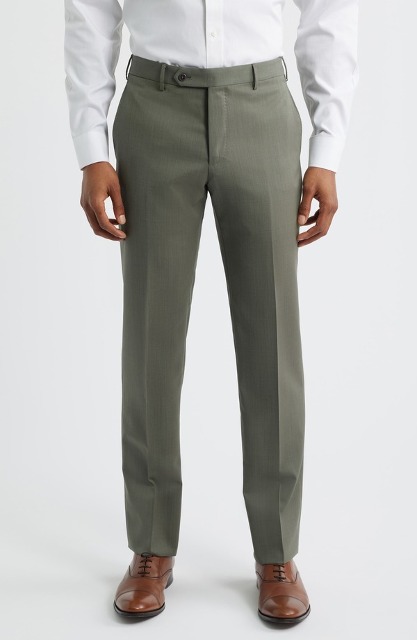 ザネッラ メンズ ボトムス カジュアルパンツ ウール Zanella Parker Stretch Wool Trousers Olive オリーブ