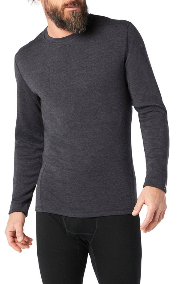 かっこ良い羊毛 メンズ トップス プルオーバー 労働者の一団素っ首 Smartwool Merino 250 Base Layer Long Sleeve Crewneck Shirt Charcoal Heather 濃灰色