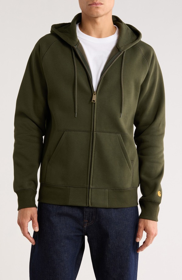 カーハート メンズ アウター パーカー・スウェット コットン Carhartt Work In Progress Chase Cotton Blend Zip-Up Hoodie Olive / Gold オリーブ