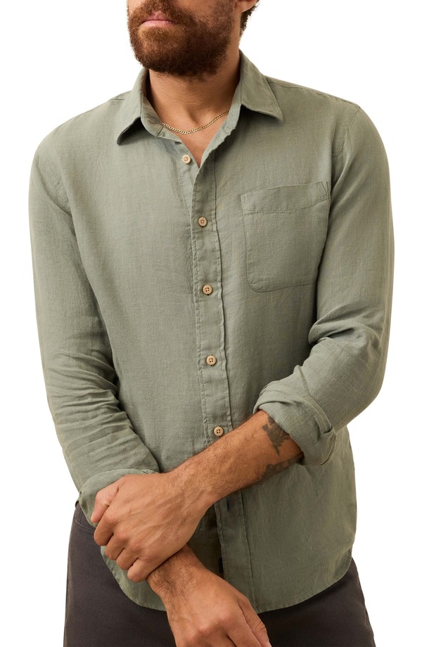 ファレティ メンズ トップス シャツ リネン Faherty Laguna Linen Button-Up Shirt Valley Sage セージ