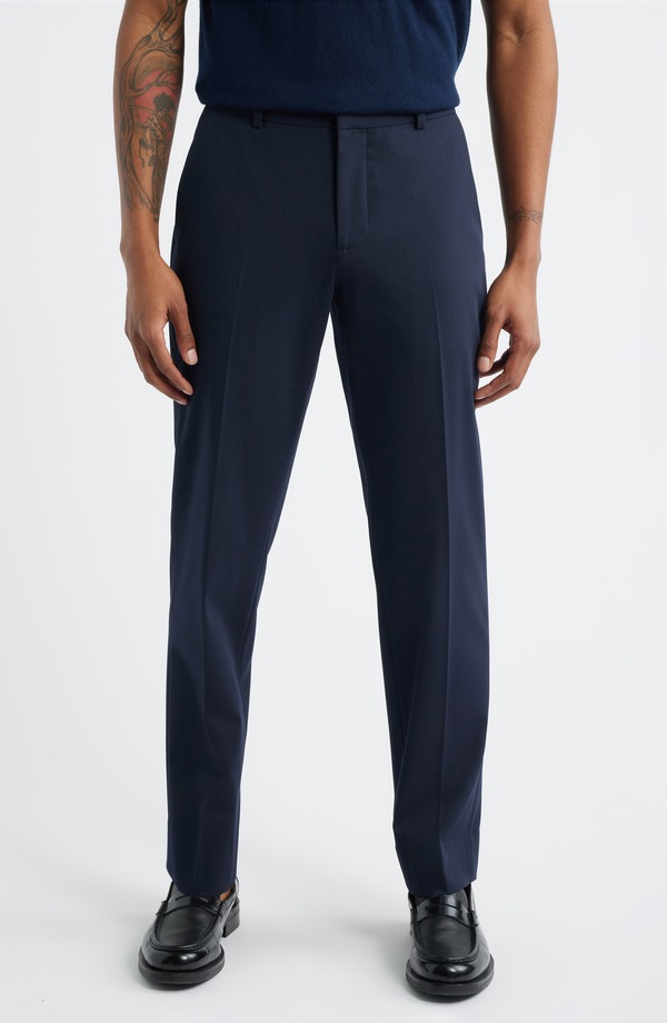 オープンエディット メンズ ボトムス カジュアルパンツ スリムフィット Open Edit Slim Fit Solid Flat Front Stretch Suit Pants Navy Seaborne ネイビー