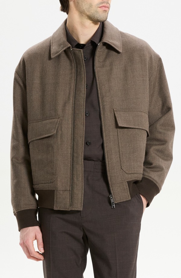 セオリー メンズ アウター ジャケット・ブルゾン ウール Theory Virgin Wool Modern Aviator Jacket Feather