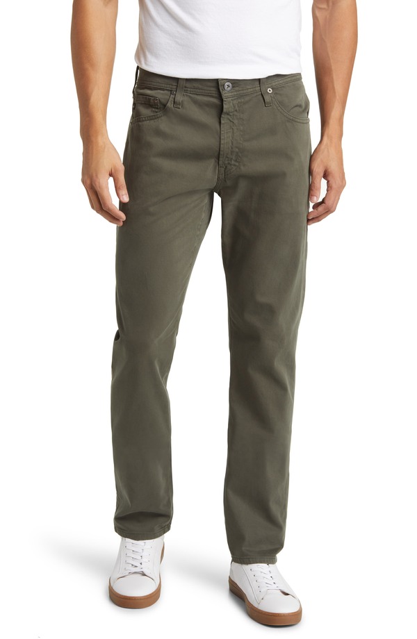 エージー メンズ ボトムス カジュアルパンツ Tシャツ AG Everett Stretch Sateen Slim Straight Pants Forest Moss フォレスト