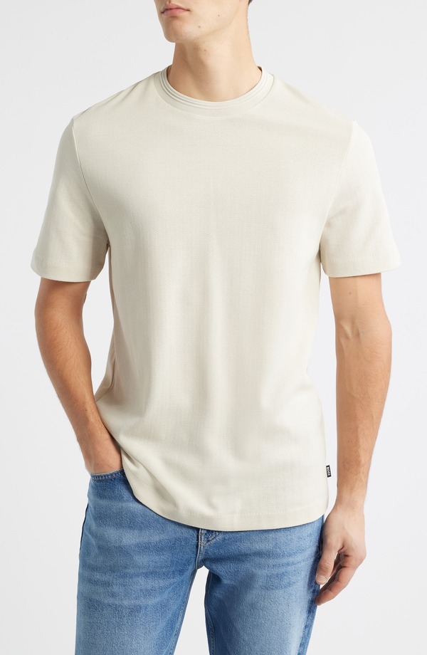 ボス メンズ トップス Tシャツ コットン BOSS Thompson Cotton T-Shirt Open White ホワイト