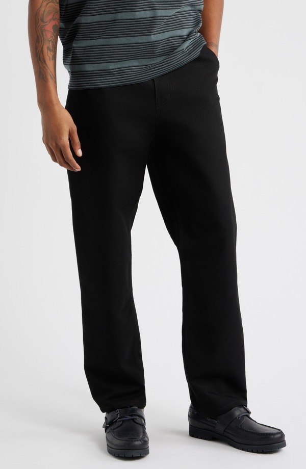 カーハート メンズ ボトムス カジュアルパンツ コットン Carhartt Work In Progress Organicotton Canvas Pants Black ブラック