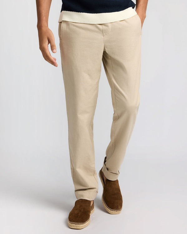 オニア メンズ ボトムス カジュアルパンツ コットン リネン Onia Linen Cotton Stretch Cuff Pant Oxford Tan タン