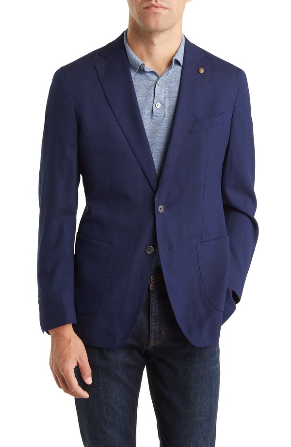ピーター・銀鏡 メンズ アウター 上衣・上衣 羊毛 地絹 厚地の外套 Peter Millar Excursionist Flex Wateresistant Wool \u0026 Silk Sport Coat Navy 米国海軍