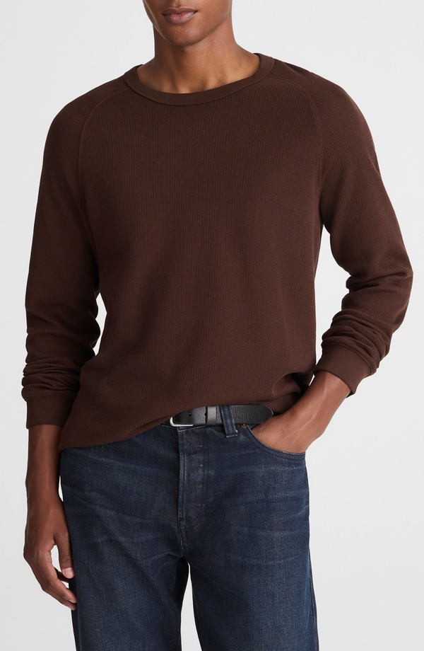 メイドウェル メンズ トップス Tシャツ Madewell Textured Long Sleeve T-Shirt Coffee Bean コーヒー