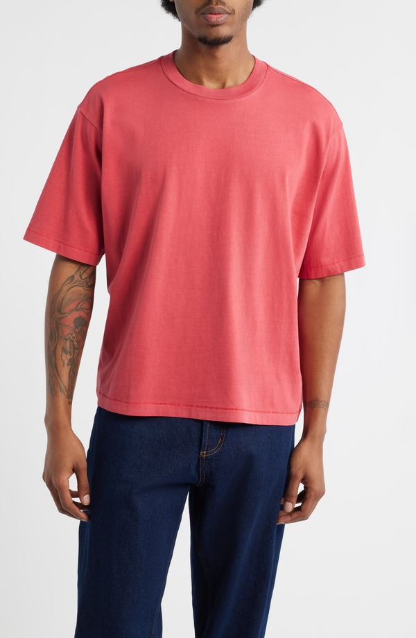 ビーピー メンズ トップス Tシャツ BP. Garment Dyed Boxy Crop T-Shirt Red Beauty レッド
