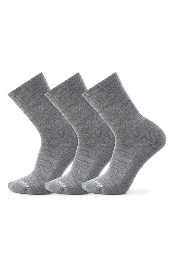 スマートウール メンズ アンダーウェア 靴下 Smartwool 3-Pack Everyday Solid Rib Crew Socks Everyday Medium Gray グレー