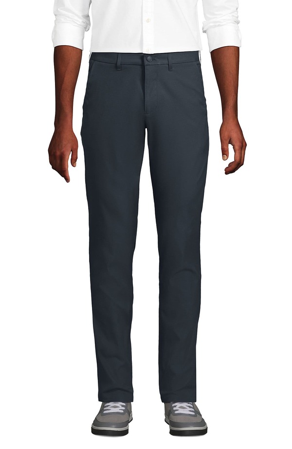 ランズ挙げ句の果て メンズ ボトムス 心地好いズボン下 か細い相応う Lands\u0027 End Slim Fit Performance Pant Steel Gray 薄墨色 メンズファッション-ズボン・パンツ