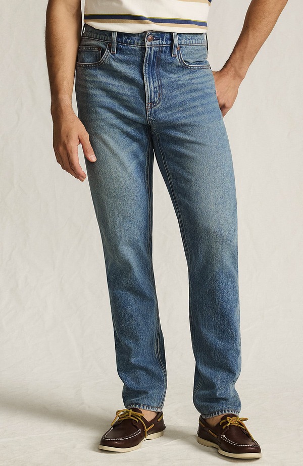ランズエンド メンズ ボトムス デニムパンツ スリムフィット ジーンズ Lands' End Slim Fit Stretch Jeans Washed Medium Tahoe Wash ブラック