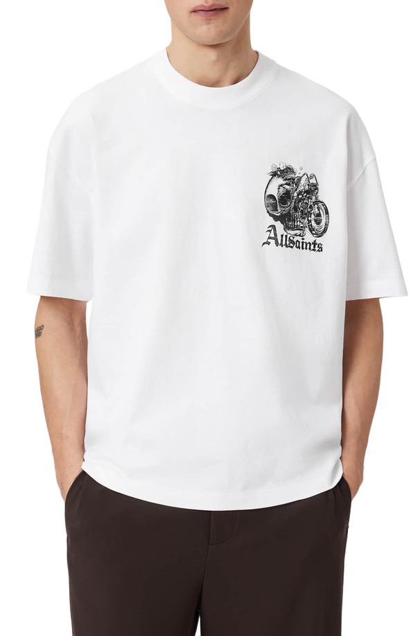 オールセインツ メンズ トップス Tシャツ グラフィック AllSaints Panhead Graphic T-Shirt Optic White ホワイト