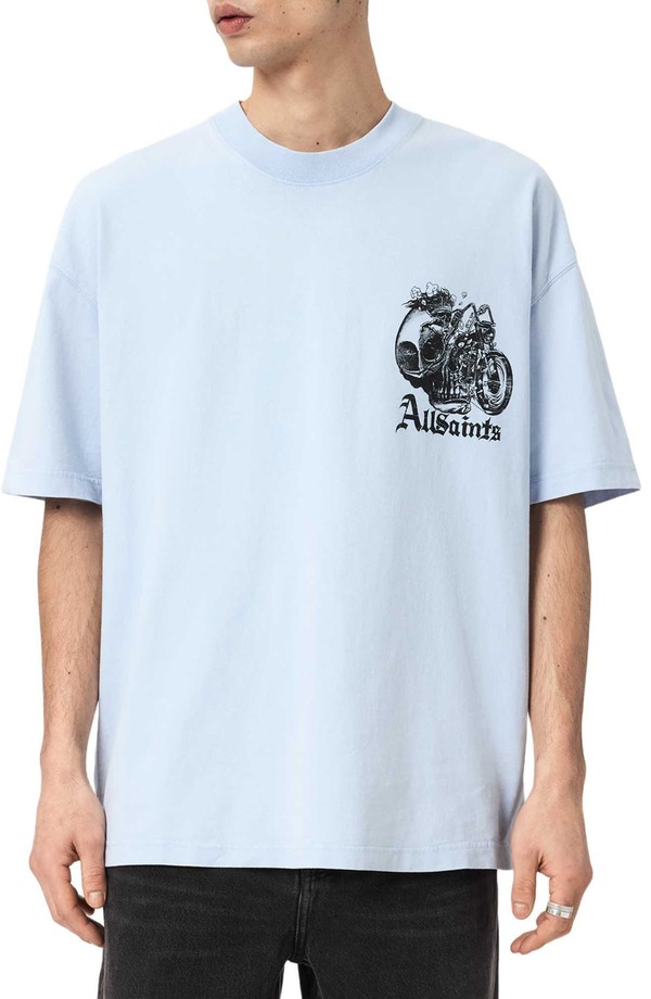オールセインツ メンズ トップス Tシャツ グラフィック AllSaints Panhead Graphic T-Shirt Villa Blue ブルー