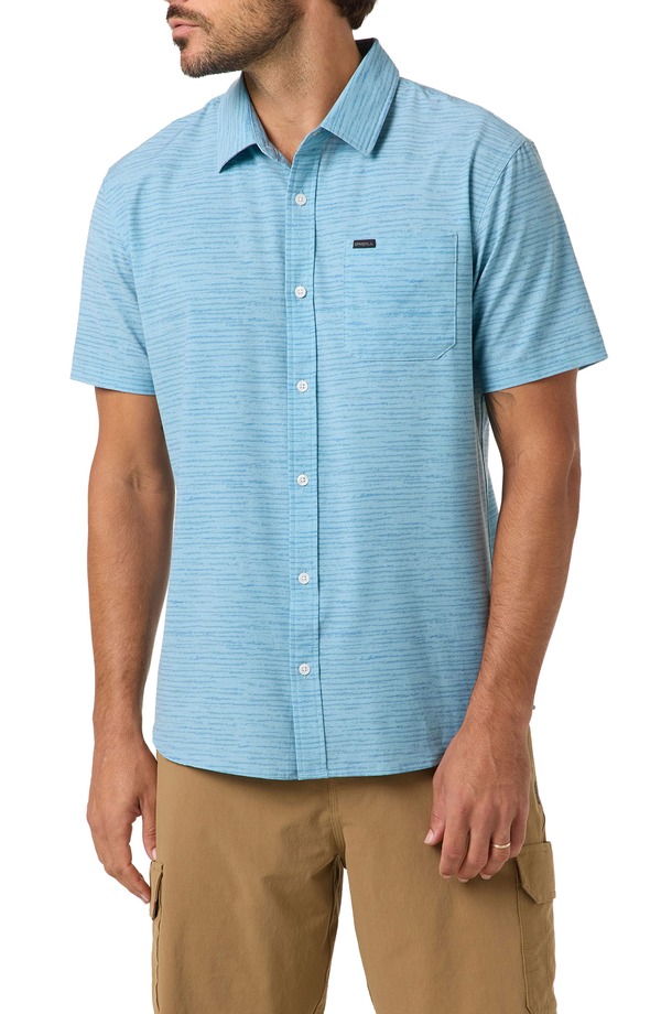 オニール メンズ トップス シャツ O'Neill Standard FitRVLR Traverse Stripe Short Sleeve Performance Button-Up Shirt Stone Blue ブルー