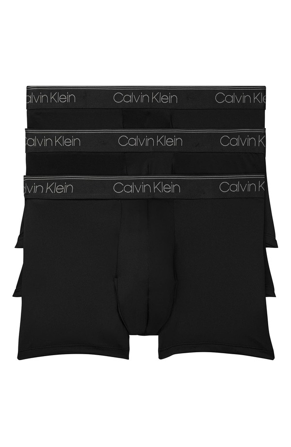 カルバンクライン メンズ アンダー御召しもの さる股引き ローライズ Calvin Klein 3-Pack Low Rise Microfiber Stretch Trunks Black 黒いこと