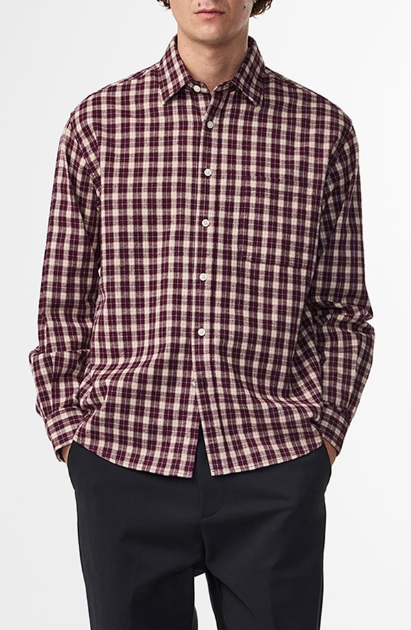 NN07 メンズ トップス シャツ コットン NN07 Deon 5465 Organicotton Button-Up Shirt Wine Check ワイン 19,156円