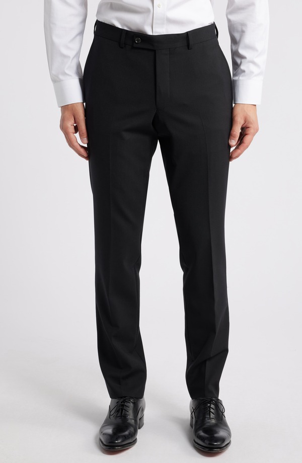 ジャックビクター メンズ ボトムス カジュアルパンツ ウール Jack Victor Patrick Flat Front Stretch Wool Dress Pants Black ブラック